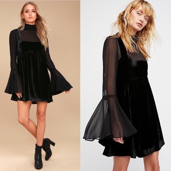Free People Dresses & Skirts - Free People Counting Stars Velvet Sheer Dress